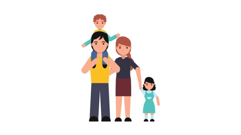 Anne, baba ve iki çocuktan oluşan mutlu bir aile