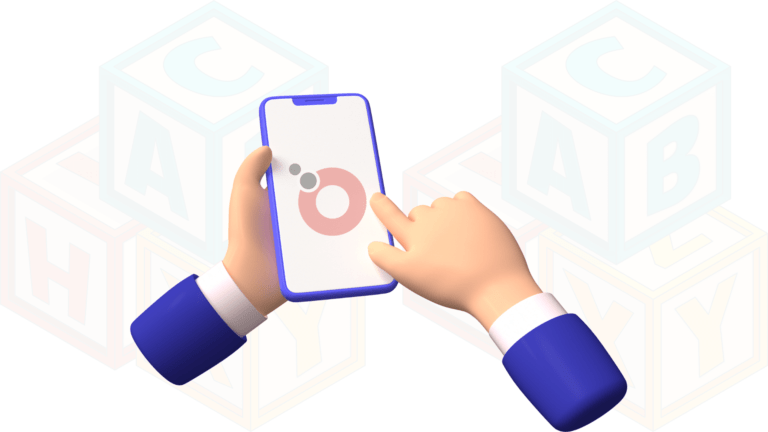 İki el, ekranda kırmızı bir daire olan beyaz bir akıllı telefonu tutuyor